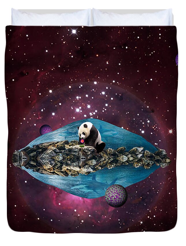 Space Duvet Cover featuring the mixed media Eternal Optimist by Mindy Huntress