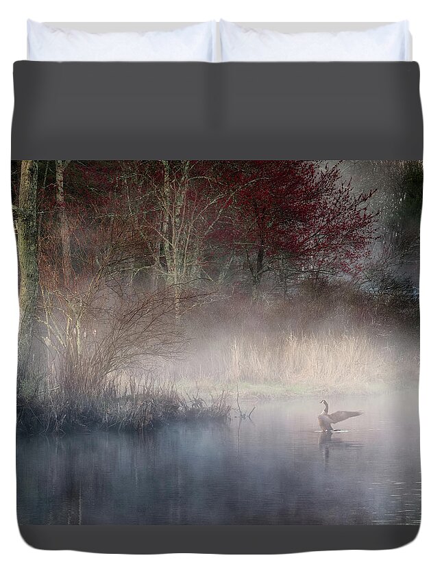 Goose Duvet Cover featuring the photograph Ethereal Goose by Bill Wakeley