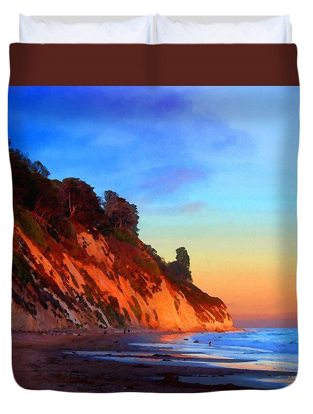 Evening At Arroyo Burro Duvet Cover featuring the photograph Evening at Arroyo Burro by Timothy Bulone