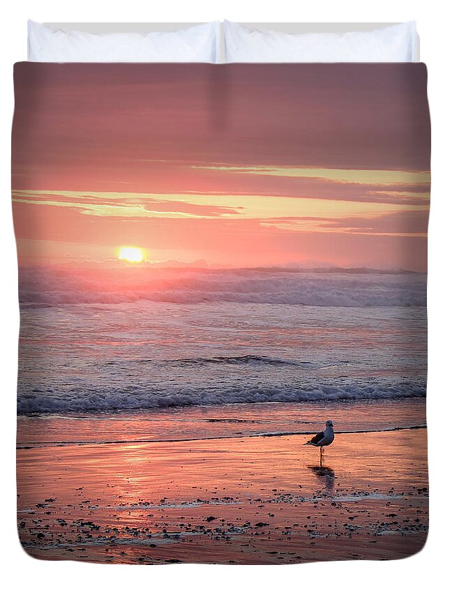 Coastal Duvet Cover featuring the photograph Evening at Cannon Beach by Dick Wood