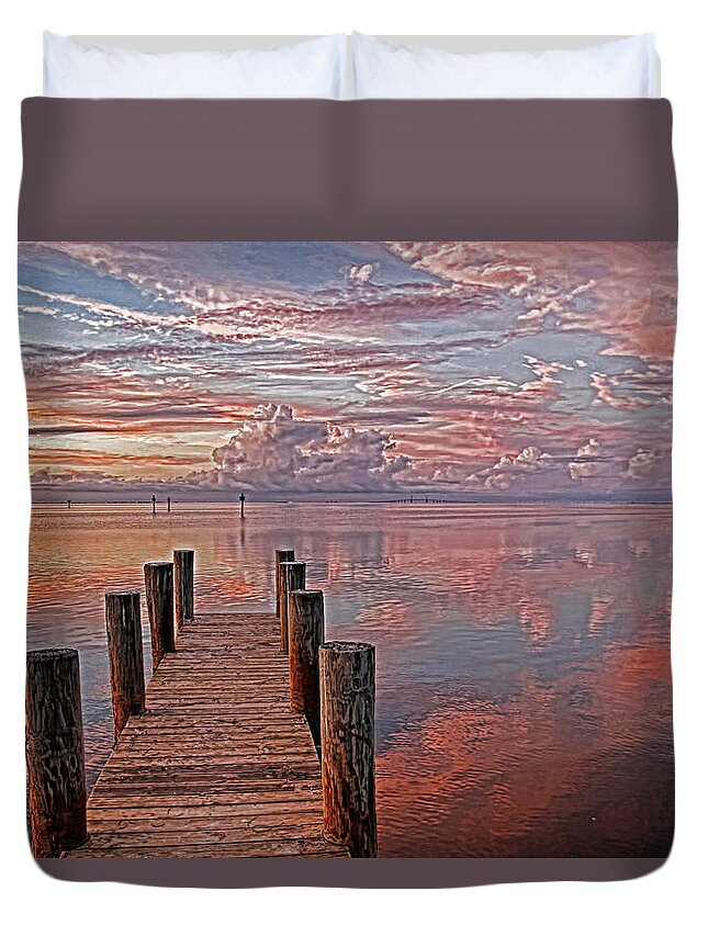 Pink Clouds Duvet Cover featuring the photograph Evening Bliss by HH Photography of Florida