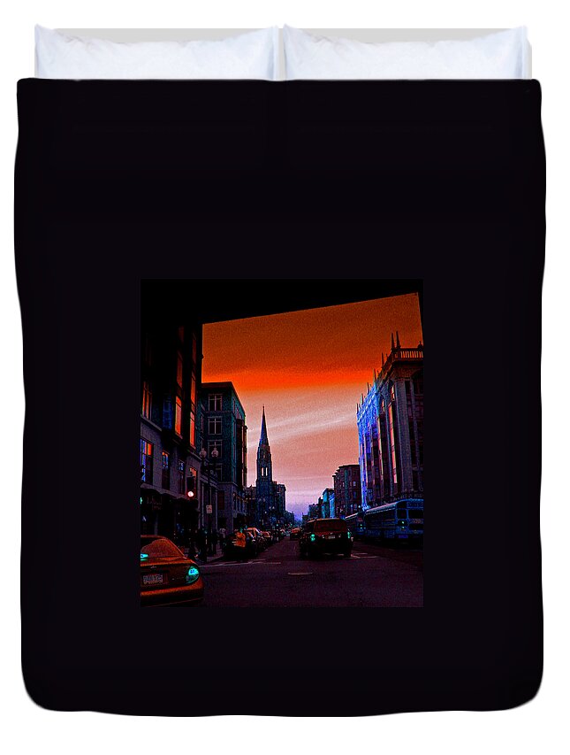 City Duvet Cover featuring the photograph Evening in Boston by Marie Jamieson