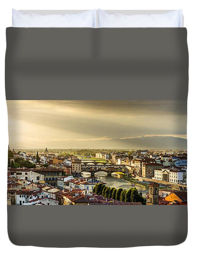 Florence Duvet Cover featuring the photograph Evening in Florence by Weston Westmoreland
