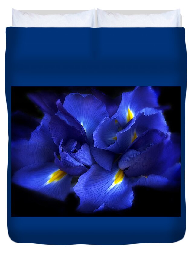Iris Duvet Cover featuring the photograph Evening Iris by Jessica Jenney