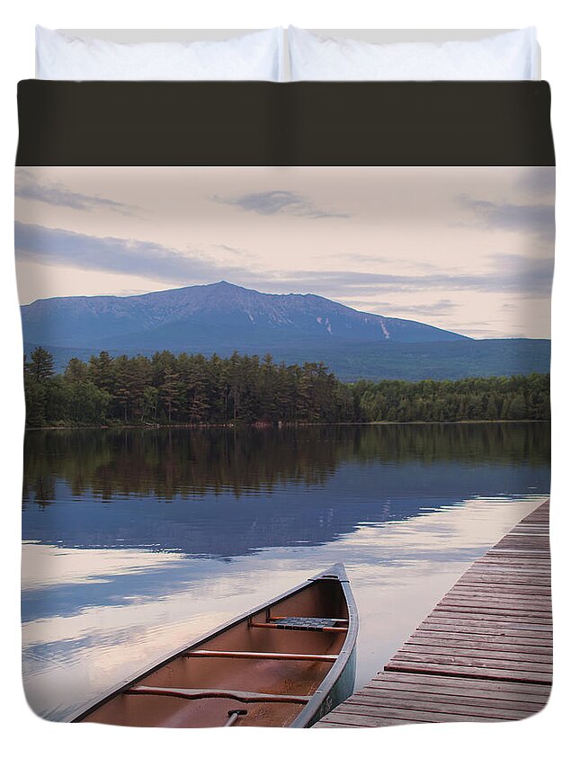 Canoe Duvet Cover featuring the photograph Evening Paddle by Holly Ross