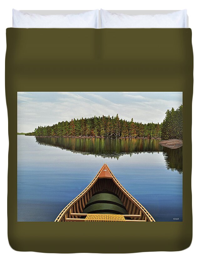 Landscapes Duvet Cover featuring the painting Evening Paddle by Kenneth M Kirsch