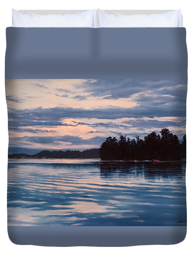 Water Duvet Cover featuring the painting Eveningtide by Heidi E Nelson