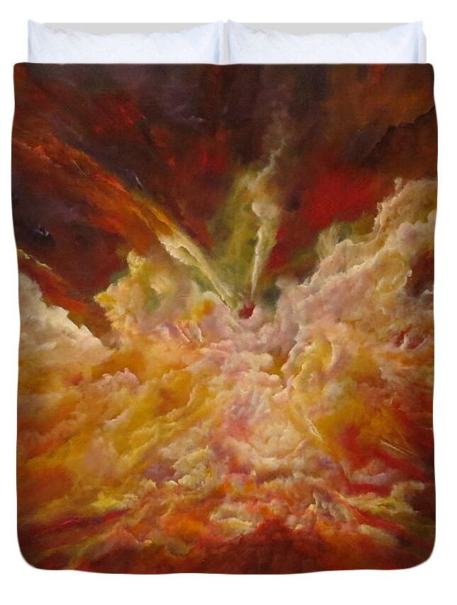 Large Abstract Duvet Cover featuring the painting Exalted by Soraya Silvestri