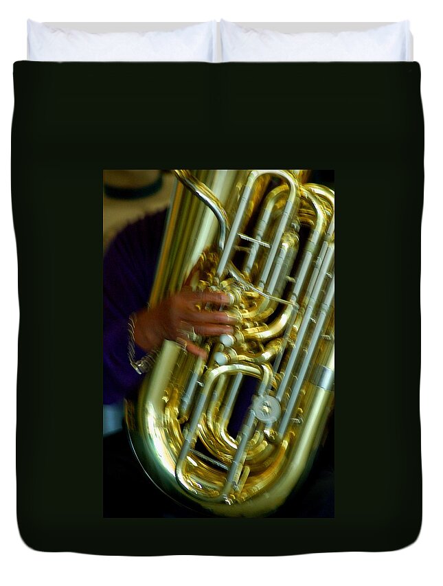 Excelsior Band Duvet Cover featuring the digital art Excelsior Band Tuba by Michael Thomas