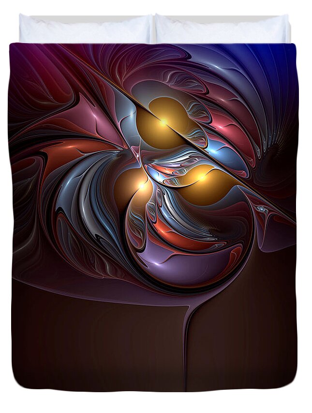 Abstract Duvet Cover featuring the digital art Existential Sonata by Casey Kotas