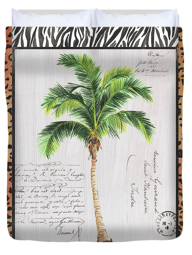 Tropical Duvet Cover featuring the painting Exotic Palms 1 by Debbie DeWitt