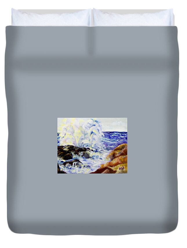 Waves Duvet Cover featuring the painting Explode by Saundra Johnson