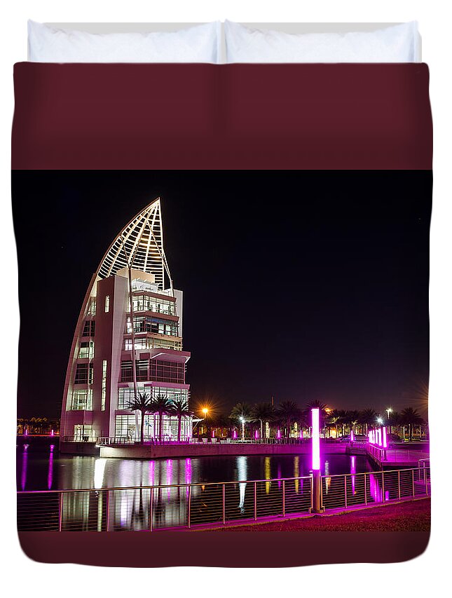 Exploration Duvet Cover featuring the photograph Exploration Tower Pink 2 by David Hart