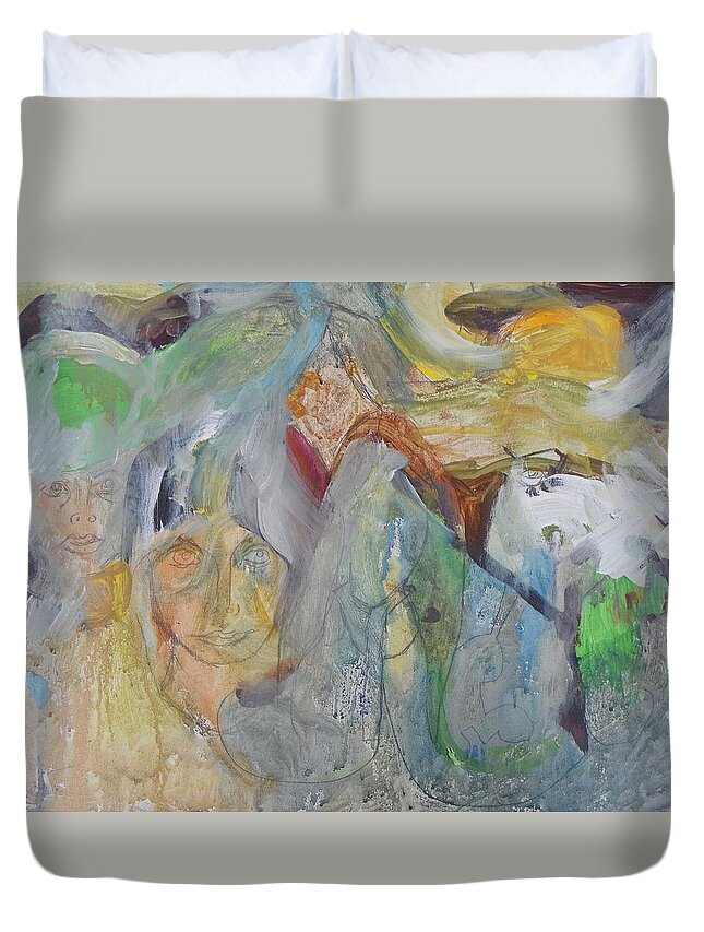 Expressive Duvet Cover featuring the painting Exploring the Unknown by Judith Redman