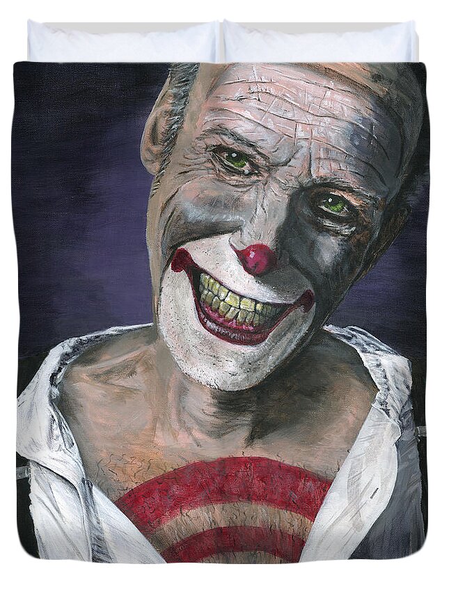Clown Duvet Cover featuring the painting Exposed by Matthew Mezo