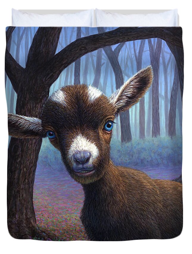 Baby Goat Duvet Cover featuring the painting Extrovert by James W Johnson
