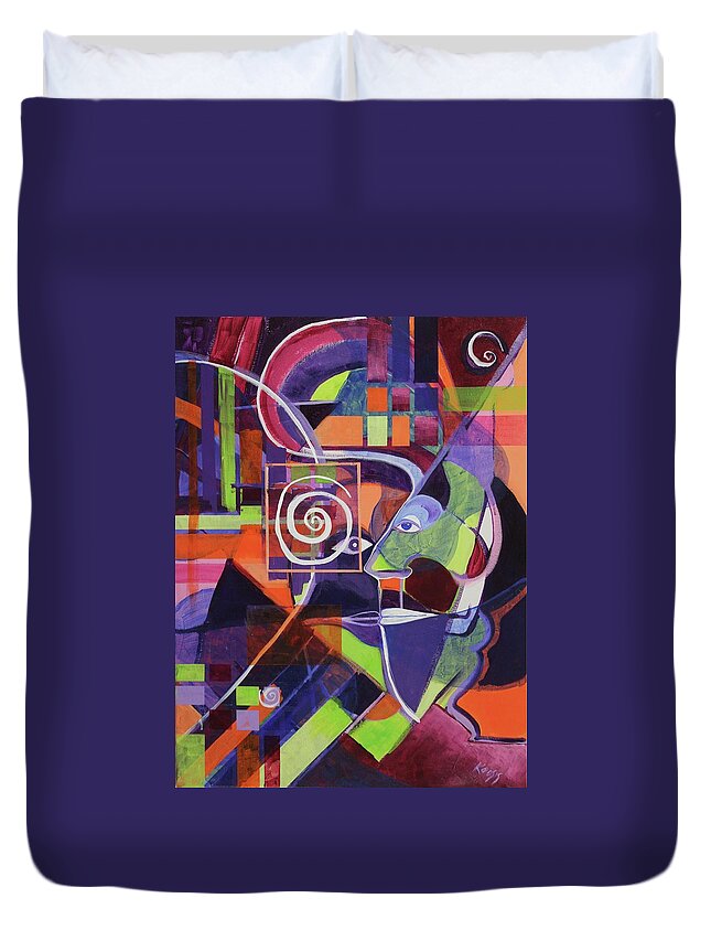 Face Duvet Cover featuring the painting Eye Has Not Seen and Ear Has Not Heard by Rollin Kocsis