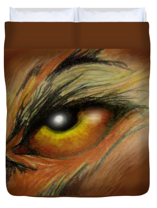 Eye Duvet Cover featuring the painting Eye of the Beast by Kevin Middleton