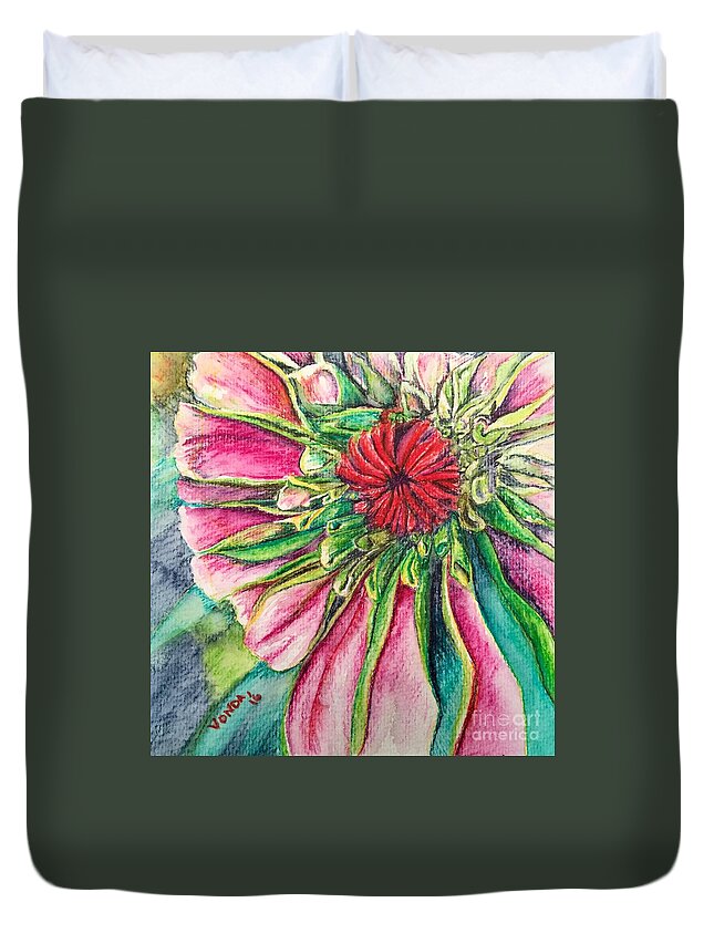 Macro Duvet Cover featuring the drawing Eye of Zen by Vonda Lawson-Rosa