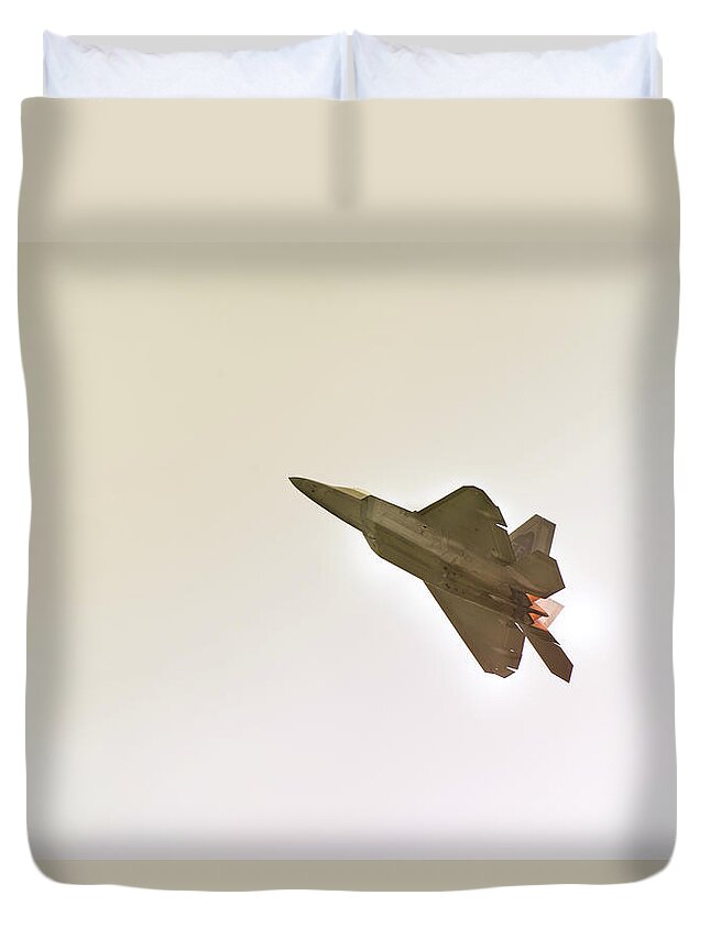Airplane Duvet Cover featuring the photograph F-22 Raptor by Sebastian Musial