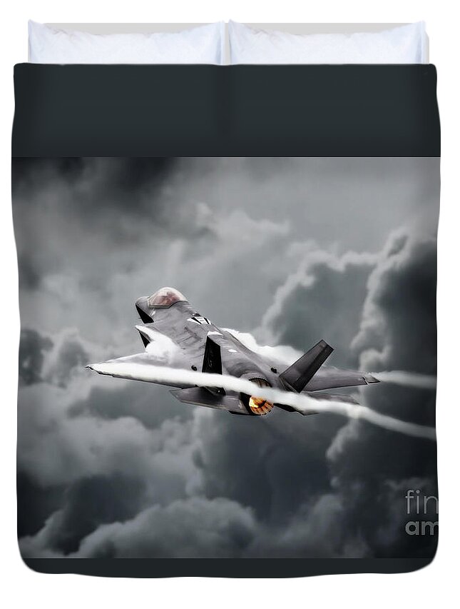 F35. F-35 Duvet Cover featuring the digital art F-35 Ribbons by Airpower Art