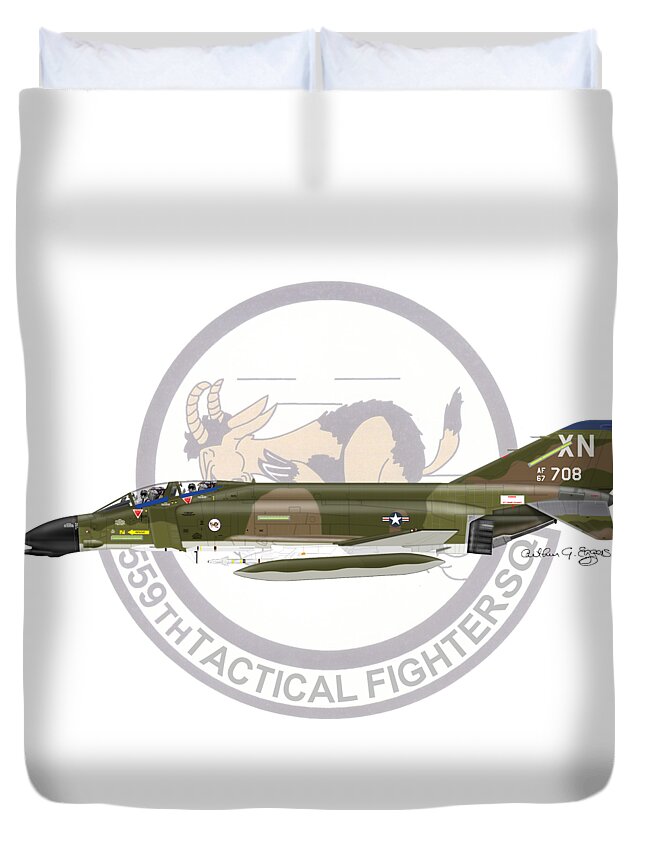 F-4d Duvet Cover featuring the digital art F-4D Phantom 559TFS by Arthur Eggers