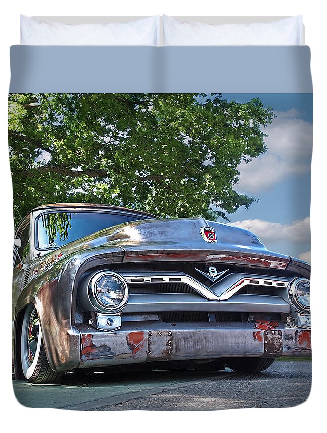 Ford F100 Duvet Cover featuring the photograph F100 Chillin' by Gill Billington