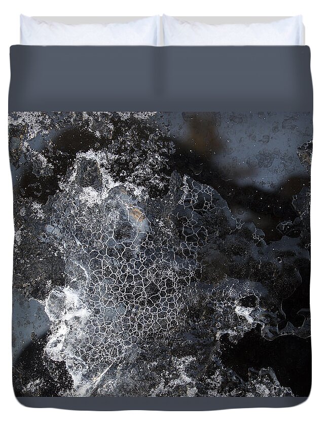 Abstract Duvet Cover featuring the photograph Faces of Frost by Michele Cornelius