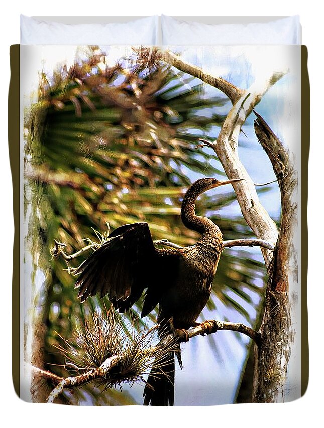 Cormorant Duvet Cover featuring the photograph Facing the Sun 2 by Sheri McLeroy