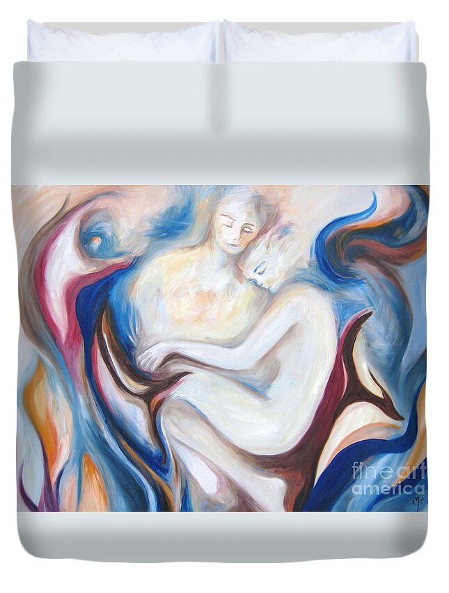Embrace Duvet Cover featuring the painting Faded by Marat Essex