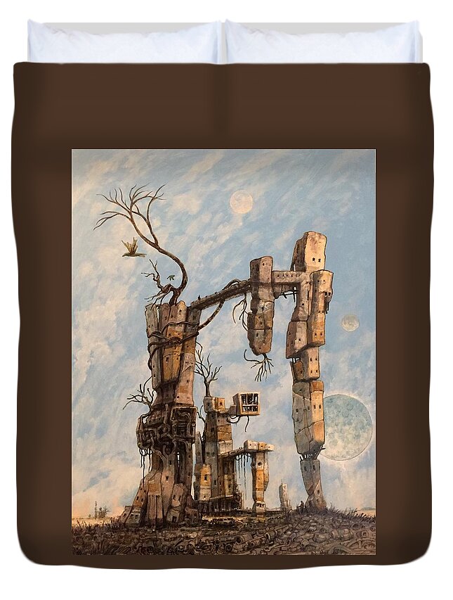 Surreal Duvet Cover featuring the painting Failed Colony by William Stoneham