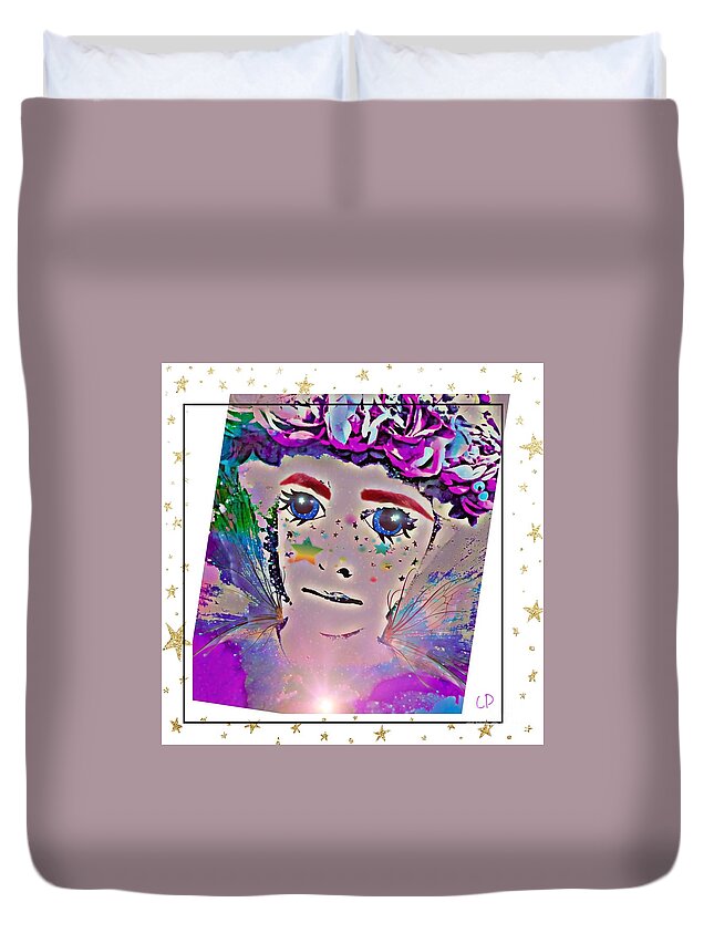 Fairies Duvet Cover featuring the mixed media Fairy party by Christine Paris