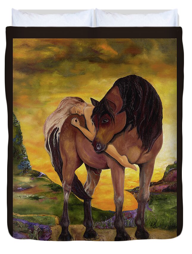 Horses Duvet Cover featuring the painting Faith by Anitra Handley-Boyt