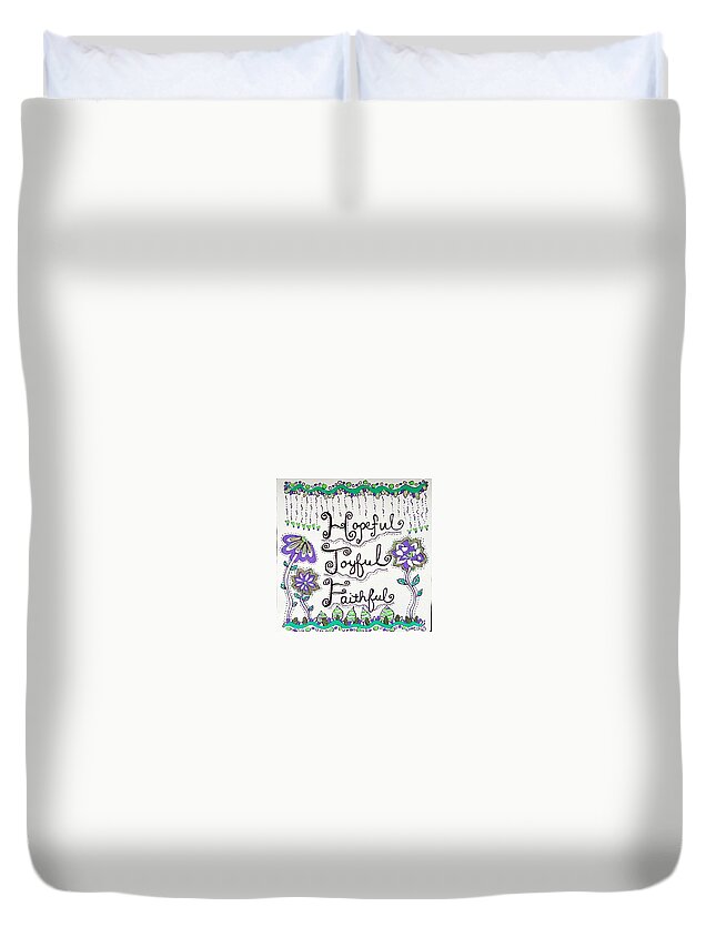 Zentangle Duvet Cover featuring the drawing Faithful by Carole Brecht