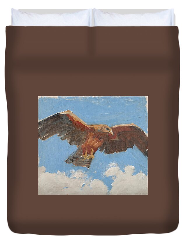19th Century Art Duvet Cover featuring the painting Falcon by Akseli Gallen-Kallela