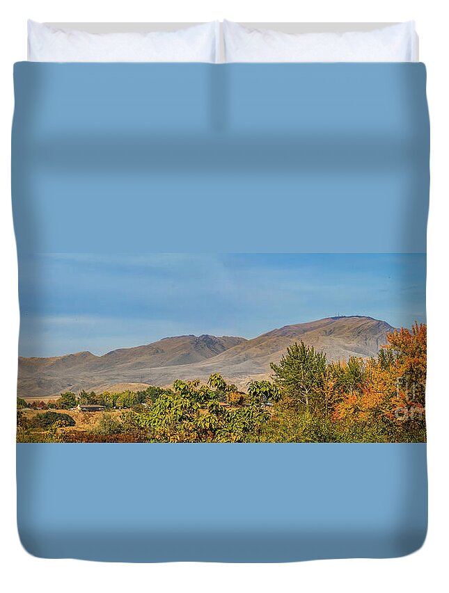 Gem County Duvet Cover featuring the photograph Fall Color And Squaw Butte by Robert Bales