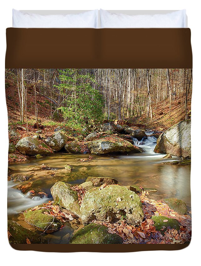 North Georgia Duvet Cover featuring the photograph Fall Mountain Stream by Dillon Kalkhurst