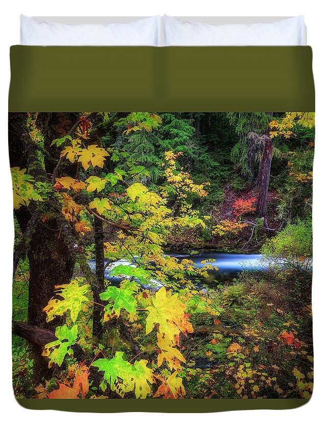 Fall Duvet Cover featuring the photograph Fall on the Deschutes by Cat Connor