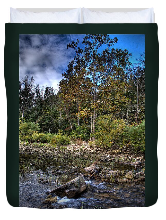 Buffalo National River Duvet Cover featuring the photograph Fall on the Hailstone by Michael Dougherty