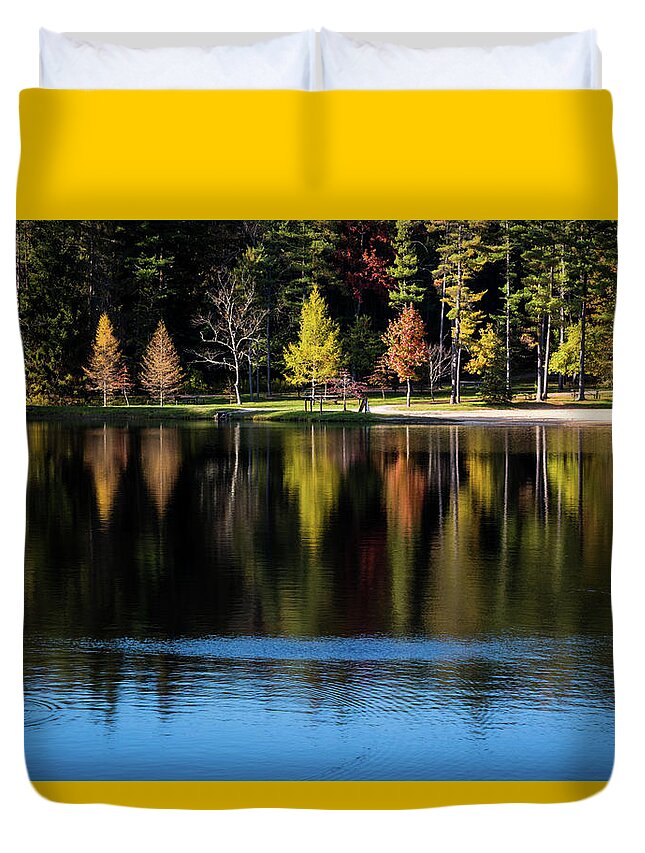 Autumn Duvet Cover featuring the photograph Fall Reflections at R. B. Winter by Barry Wills