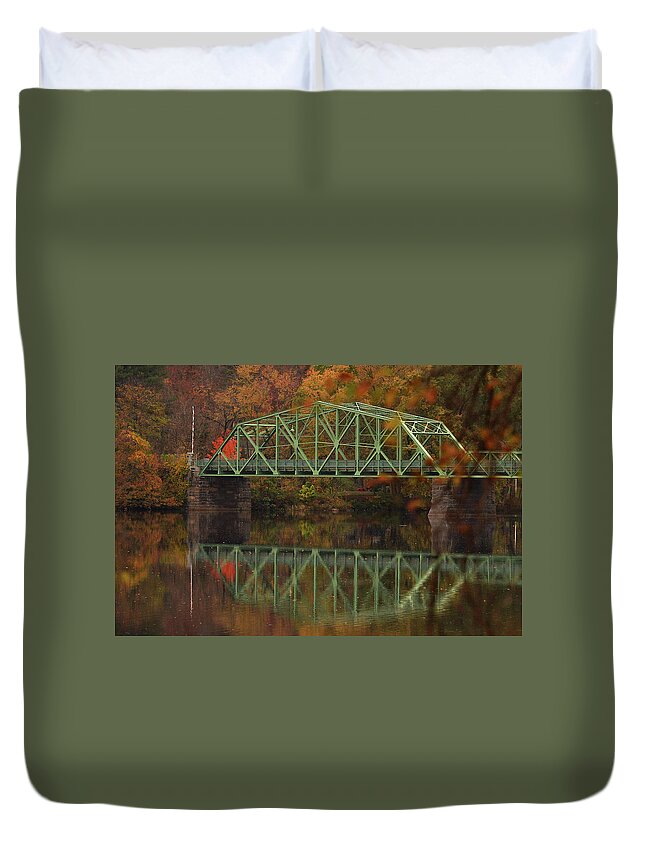 Fall Duvet Cover featuring the photograph Fall Rocks Village Bridge by Nancy Landry