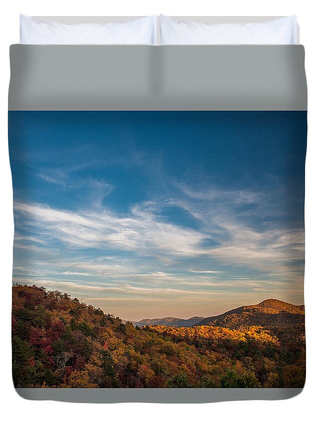 Asheville Duvet Cover featuring the photograph Fall Skies by Joye Ardyn Durham