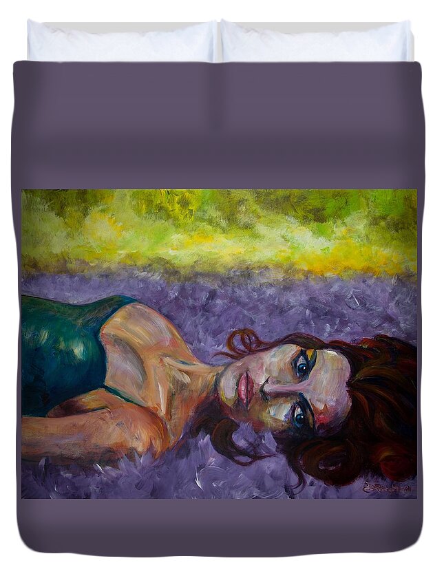 Expressive Duvet Cover featuring the painting Fallen by Jason Reinhardt