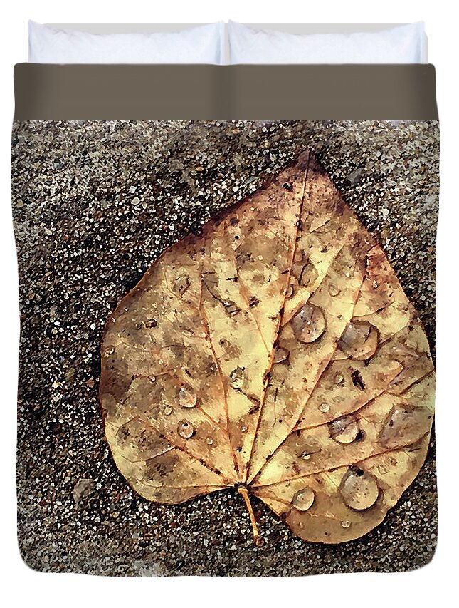 Leaf Duvet Cover featuring the photograph Fallen leaf by Steve Karol