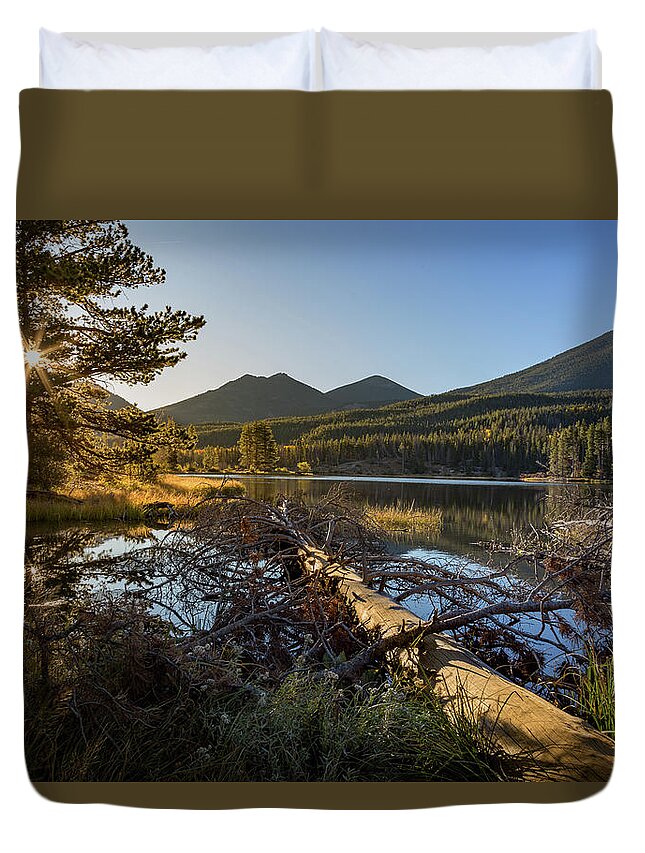 Colorado Duvet Cover featuring the photograph Fallen Tree at Sprague Lade by Tim Stanley