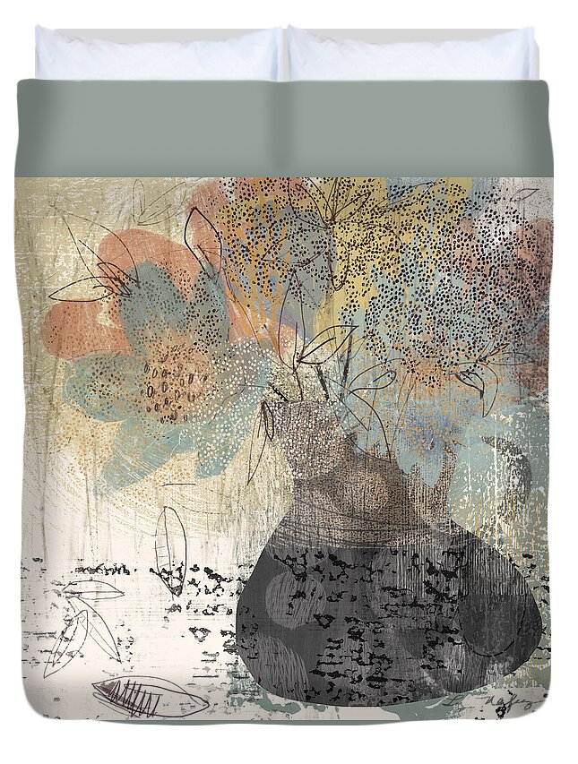 Flowers Duvet Cover featuring the mixed media On A Breeze #2 by Lynn Nafey