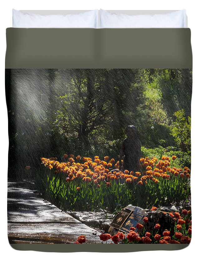Jay Stockhaus Duvet Cover featuring the photograph Falling Rain by Jay Stockhaus