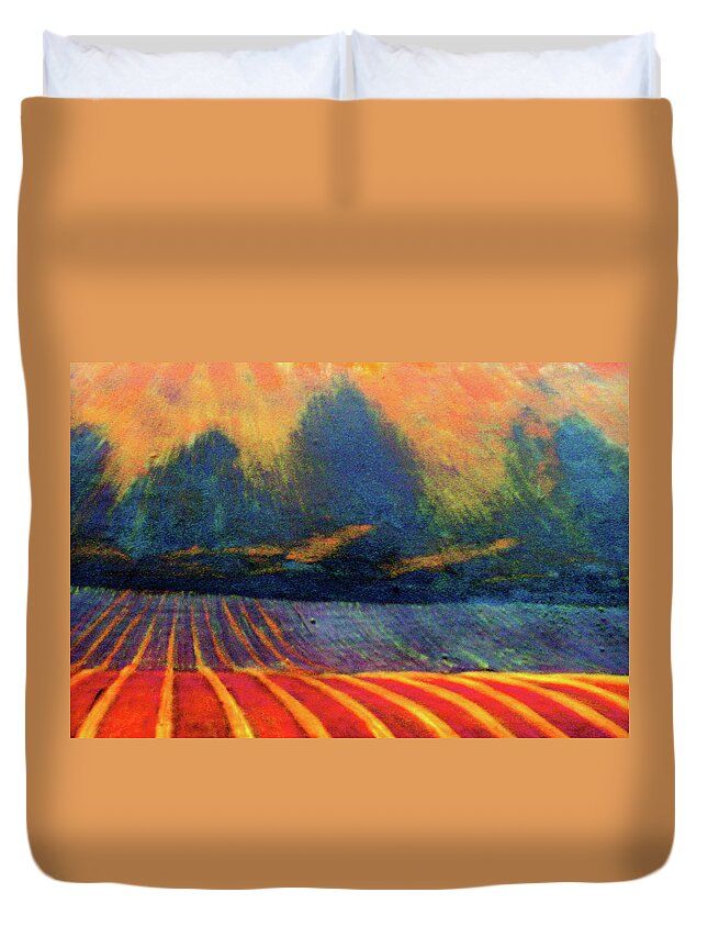 Field Duvet Cover featuring the painting Fallow Field 2 by Jeanette Jarmon