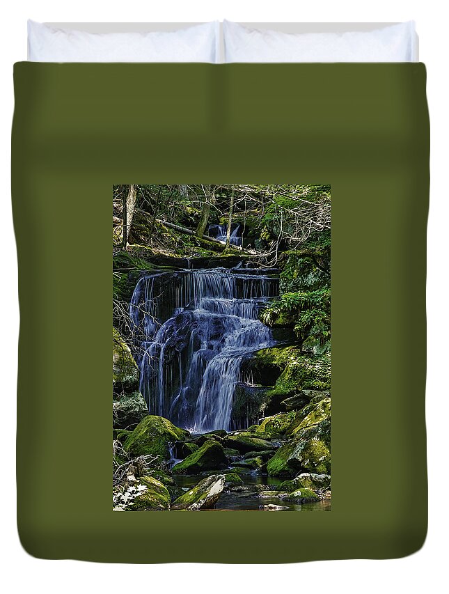 Stream Duvet Cover featuring the photograph Falls in Vermont Mountain Stream by Vance Bell