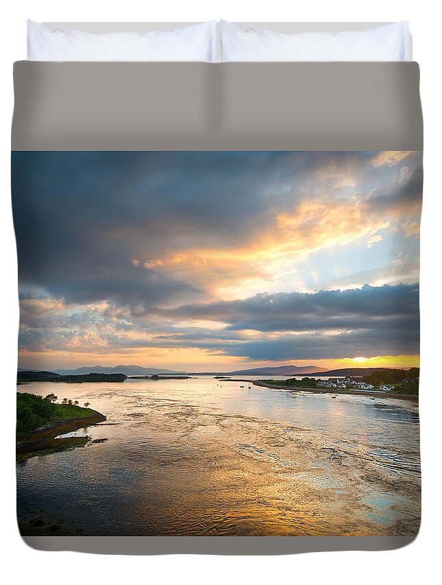 Firth Duvet Cover featuring the photograph Falls of Lora by Ray Devlin